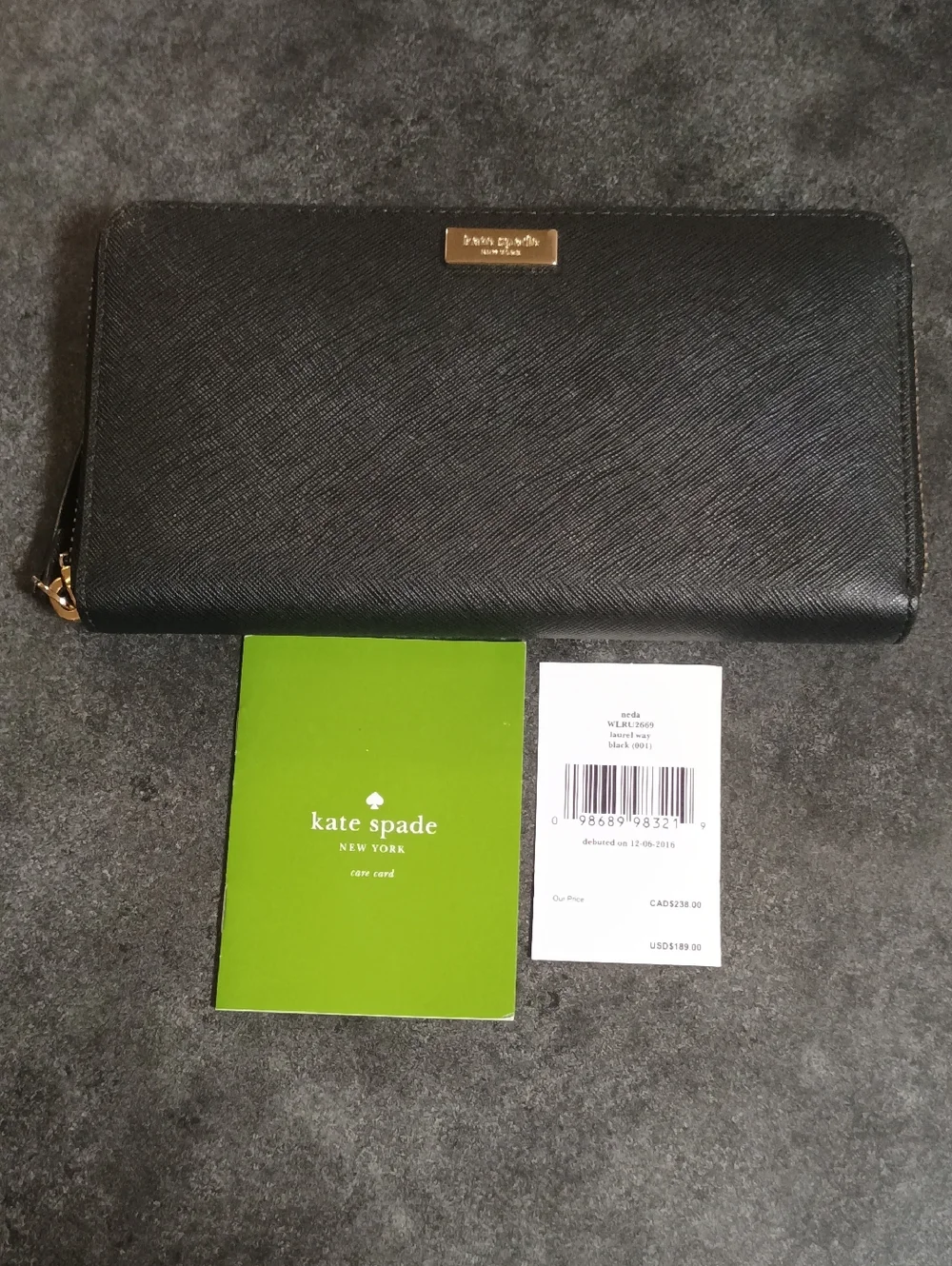 Kate Spade Black Laurel Way Zip-Around Saffiano Continental Wallet - Picture 1 of 7